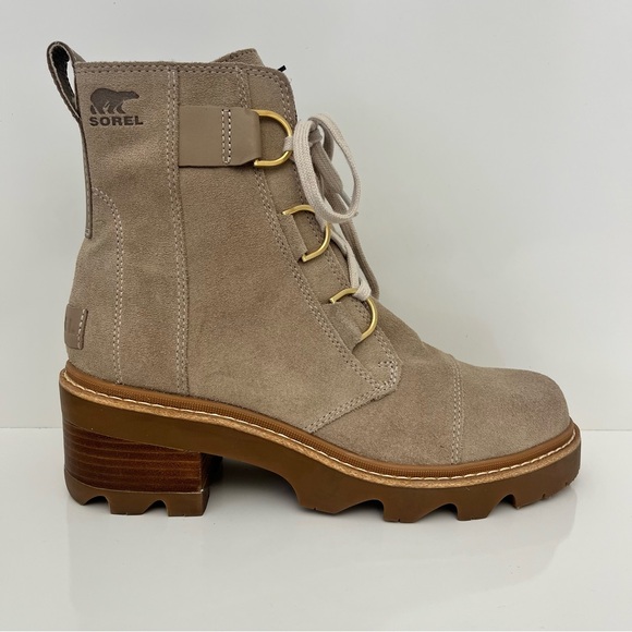 Sorel Shoes - Sorel Joan Now Lace-Up Boots Tan Suede Waterproof Lug Sole Size 10 NWOB